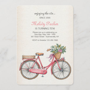 Pink Bicycle Invitation