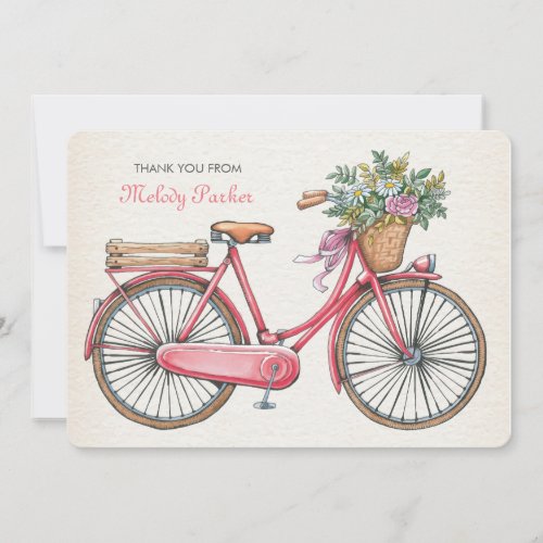 Pink Bicycle Personalized Notecard