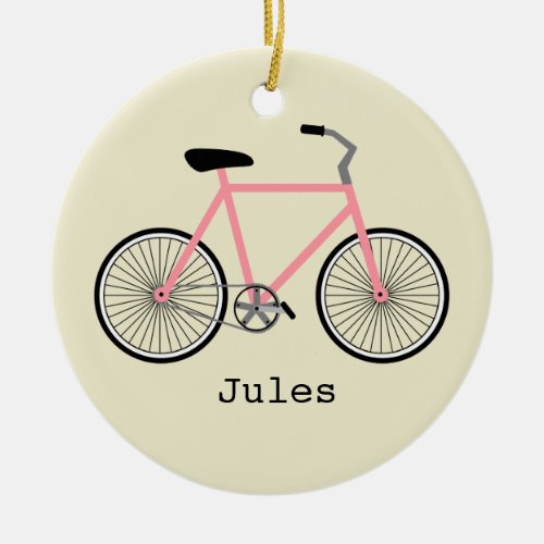 Pink Bicycle Personalized Ornament