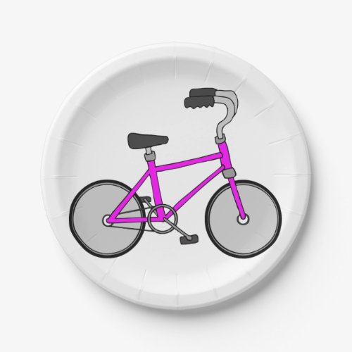 Pink Bicycle Transport Paper Plates