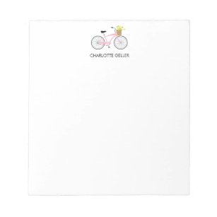 Pink Bicycle With Basket Notepad