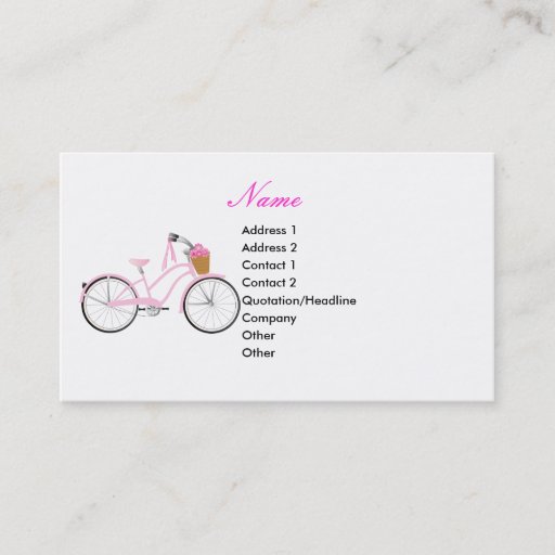 Customizable Pink Bicycle with Streamers Business Card