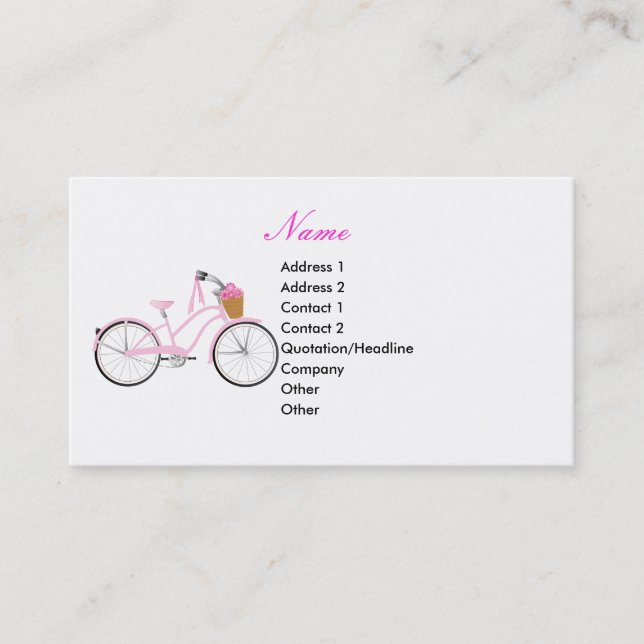 Pink Bicycle with Streamers Business Card (Front)