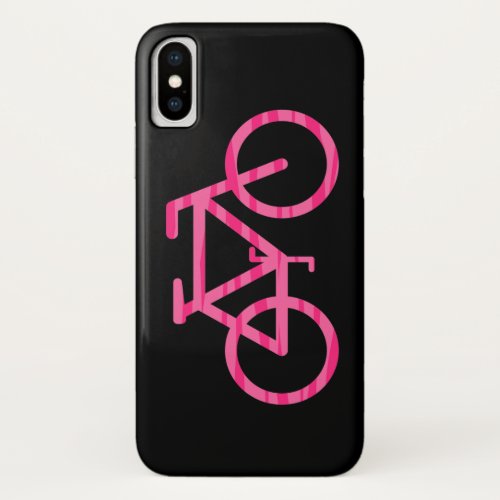 Pink Bicycle Zebra Print Pattern iPhone X Case