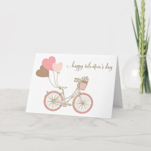 PINK BICYCLES AND BALLOONS VALENTINES DAY CARD
