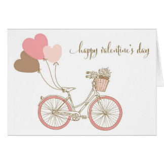 PINK BICYCLES AND BALLOONS VALENTINE'S DAY CARD