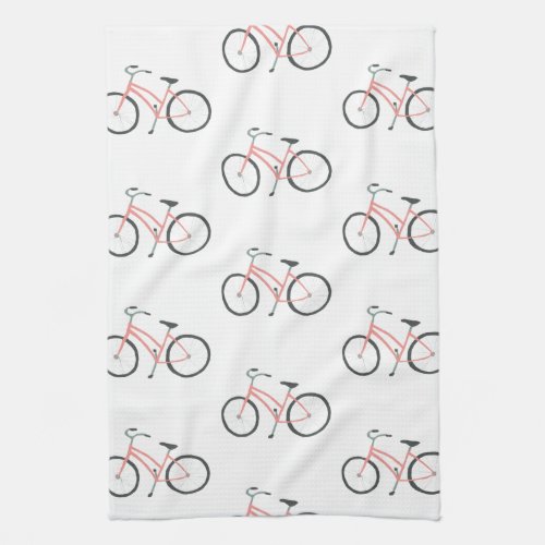 Pink bicycles bikes pattern kitchen towel