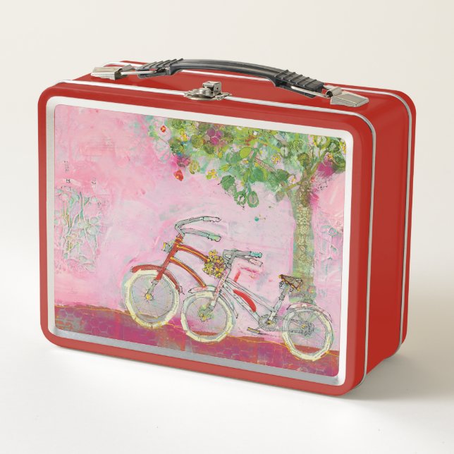 Pink Bicycles Metal Lunch Box (Front)