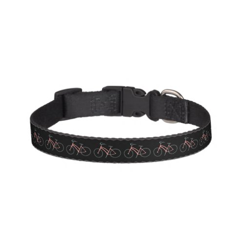 Pink bicycles on black pet collar