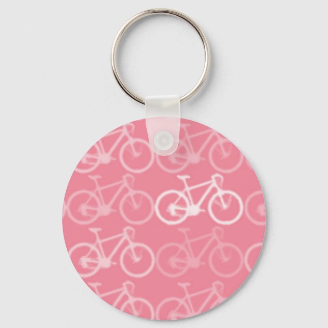 pink bicycles pattern keychain (Front)