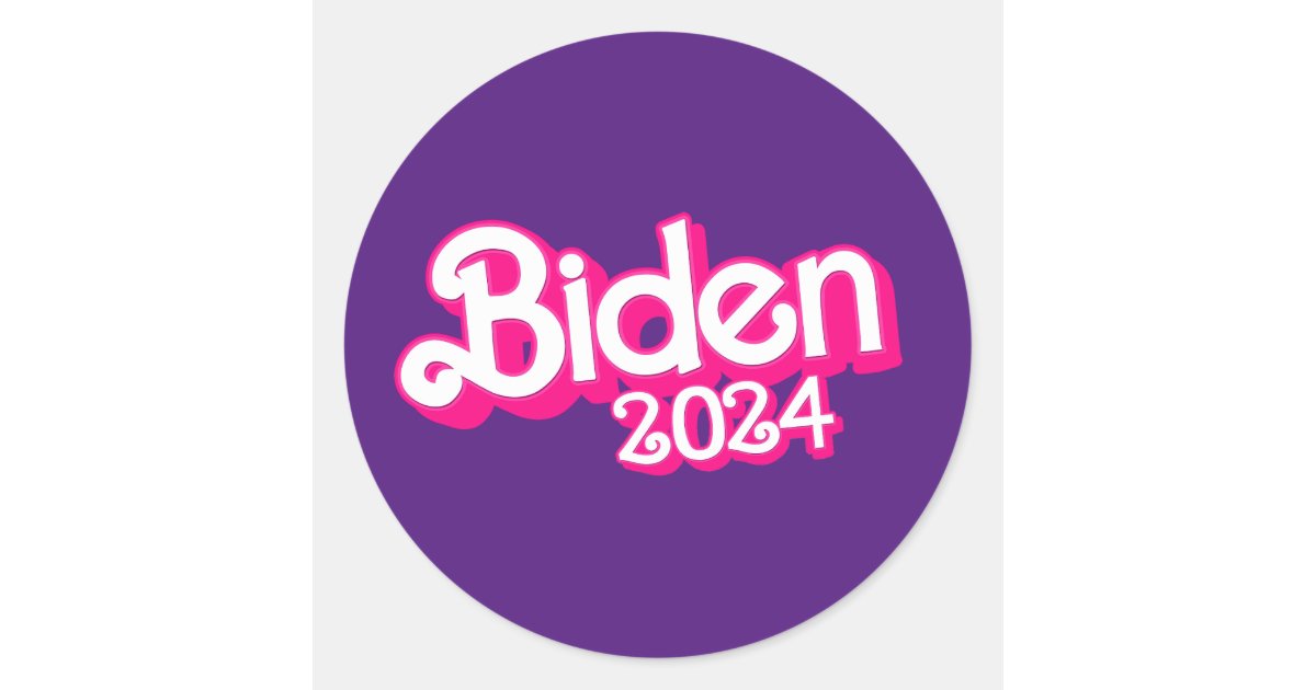 Pink Biden Harris 2024 Classic Round Sticker Zazzle