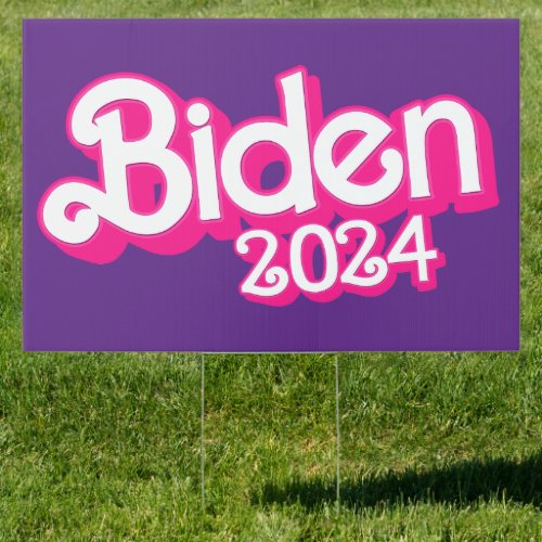 Pink Biden Harris 2024 Sign