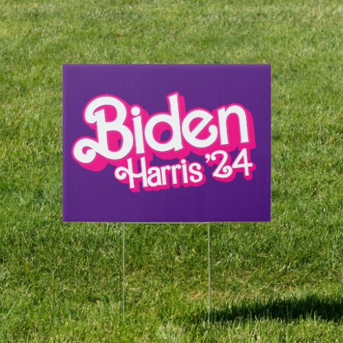 Pink Biden Harris 2024 Sign