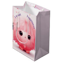 Pink Big-eyed Furball Cartoon Character Medium Gif