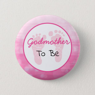 Pink Big Godmother to be Baby Shower Button