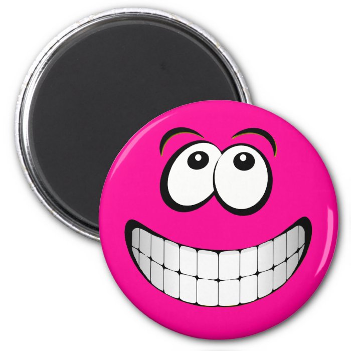 Pink Big Grin Smiley Face Fridge Magnets