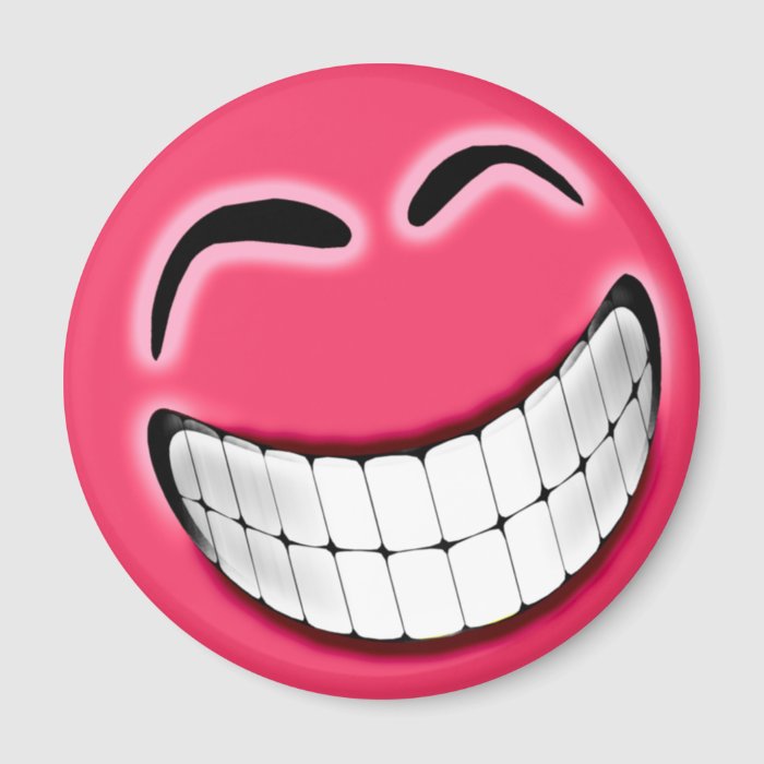 Pink Big Grin Smiley Face Magnet