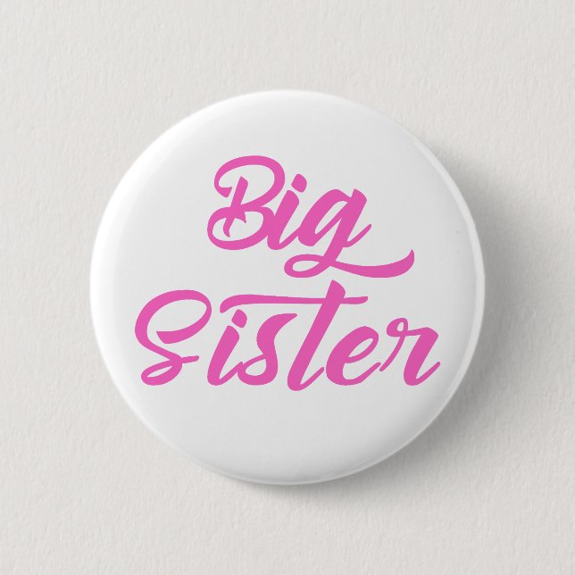 Pink Big Sister Typography Button (Front)