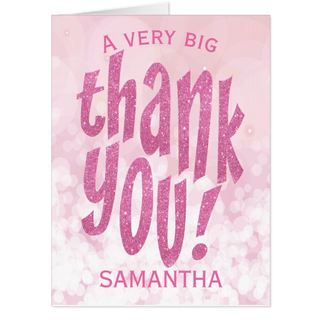 Pink Big Thank You Appreciation Card (Front)
