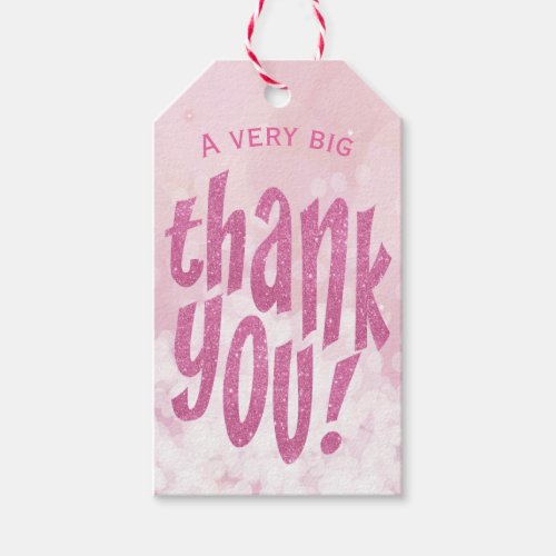 Pink Big Thank You Birthday Party Favor Gift Tags