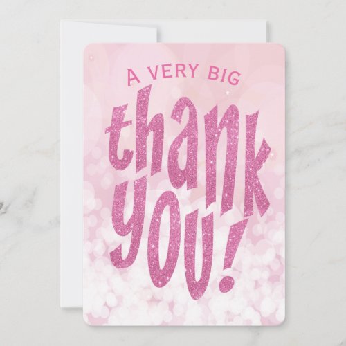 Pink Big Thank You Birthday Party Thanks Card