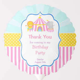 Pink Big Top Circus Carnival Birthday Party Balloon