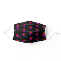 Pink Bigfoot Tennis Pattern on Black Background Adult Cloth Face Mask Pink Bigfoot Tennis Pattern on Black Background Adult Cloth Face Mask