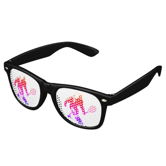 Pink Bigfoot Tennis Player Party Retro Sunglasses (Angled)