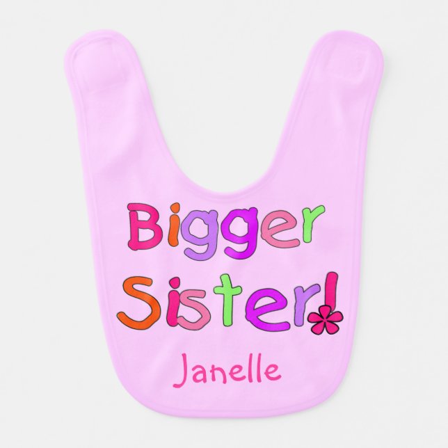 Pink Bigger Sister Bib (Front)