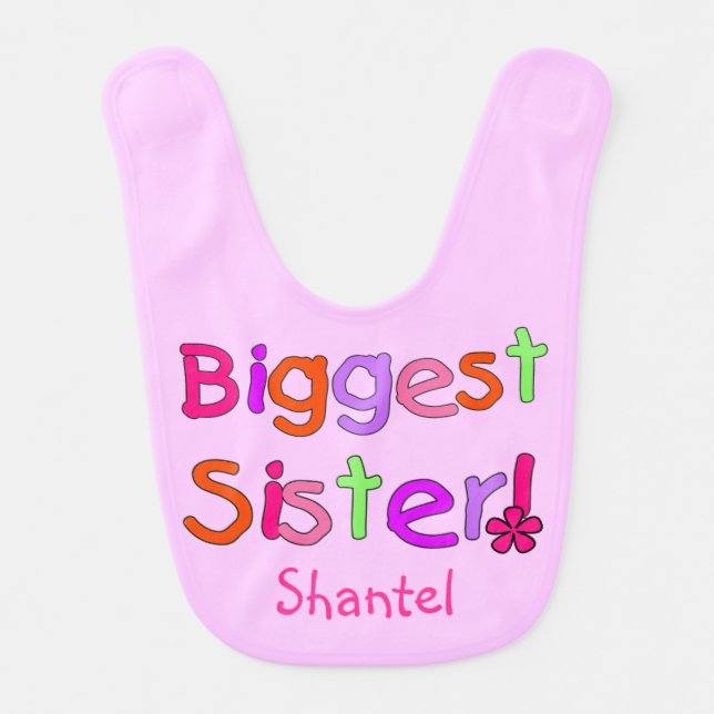 Pink Biggest Sister Bib (Front)