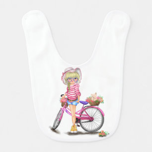 Pink Bike Baby Girl Bib