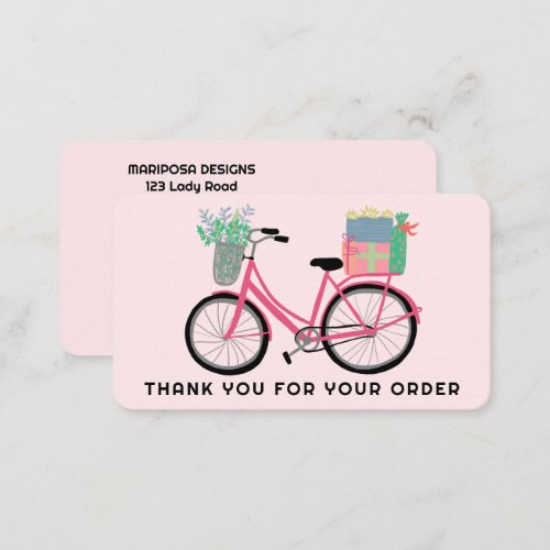 Pink Bike Gifts Customer Order Thank You QR Code  Business Card