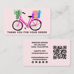 Pink Bike Gifts Customer Order Thank You QR Code Business Card