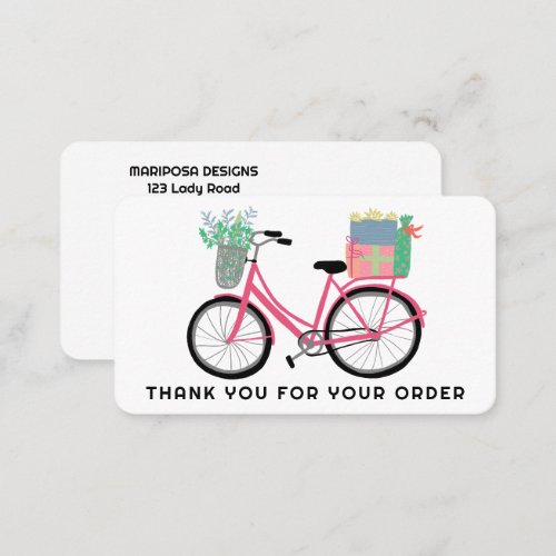 Pink Bike Gifts Customer Order Thank You QR Code  Business Card