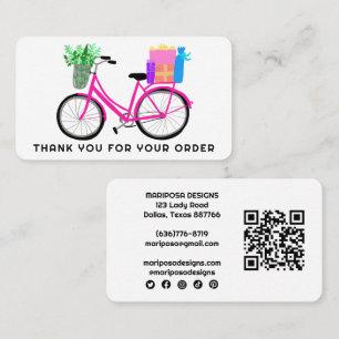 Pink Bike Gifts Customer Order Thank You QR Code Business Card