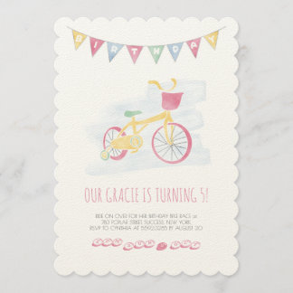 Pink Biking Birthday Invitation with soft colors