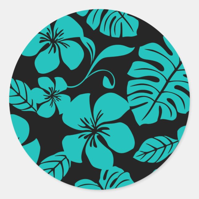 PINK BIKINI (BLACK/TEAL) CLASSIC ROUND STICKER (Front)