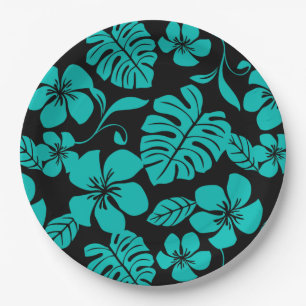 PINK BIKINI (BLACK/TEAL) PAPER PLATES