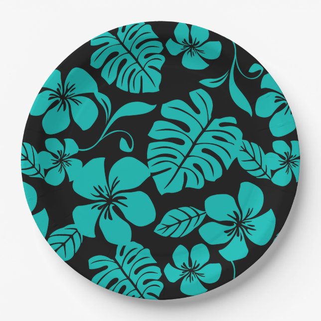 PINK BIKINI (BLACK/TEAL) PAPER PLATES (Front)