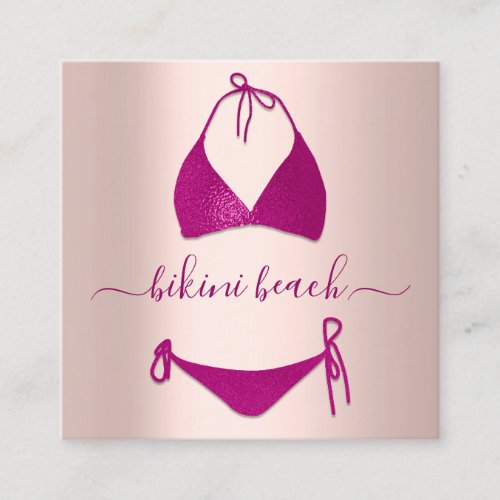 Pink Bikini Lingerie Beach Costume Underwear Shop Square Business Card