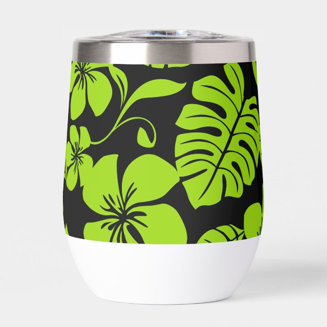 PINK BIKINI PATTERN IN BLACK/LIME THERMAL WINE TUMBLER (Front)
