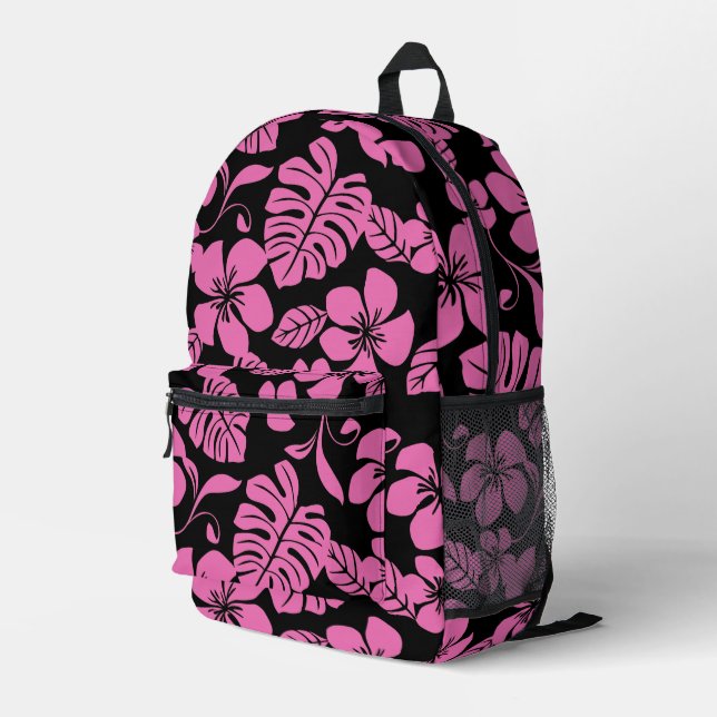 PINK BIKINI PATTERN IN BLACK/PINK PRINTED BACKPACK (Back Corner Right)