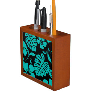 PINK BIKINI PATTERN IN BLACK/TEAL DESK ORGANIZER