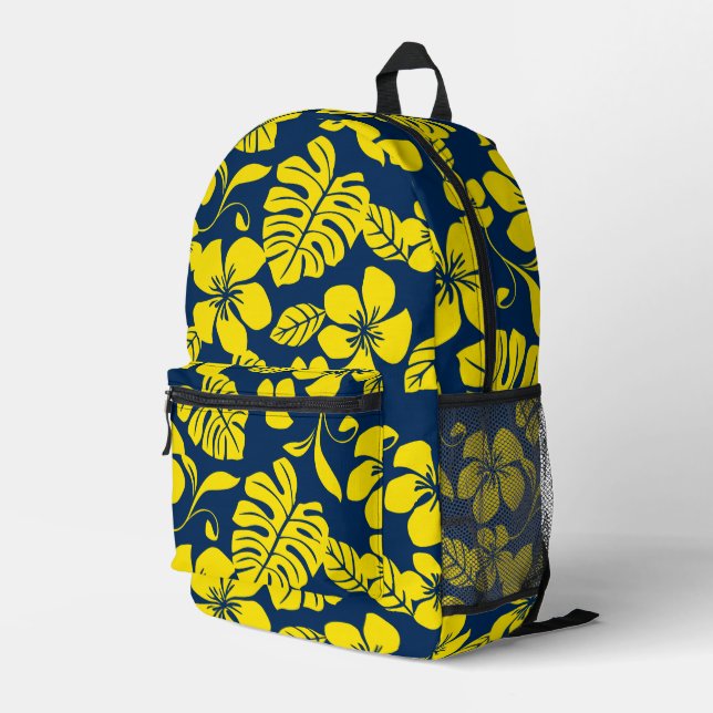 PINK BIKINI PATTERN IN DARK BLUE/YELLOW PRINTED BACKPACK (Back Corner Right)