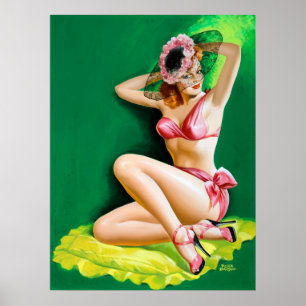 Pink Bikini Pin Up Poster