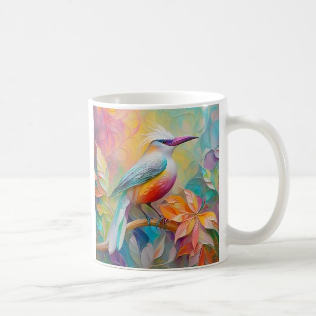 Pink Billed Red Breasted Fantasy Bird Coffee Mug (Right)