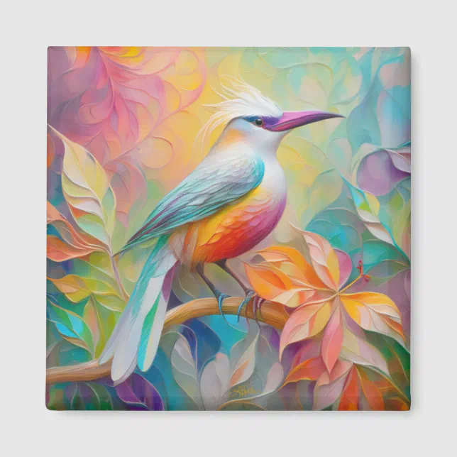 Pink Billed Red Breasted Fantasy Bird Magnet | Zazzle