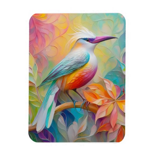 Pink Billed Red Breasted Fantasy Bird Magnet