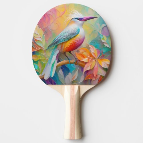 Pink Billed Red Breasted Fantasy Bird Ping Pong Paddle