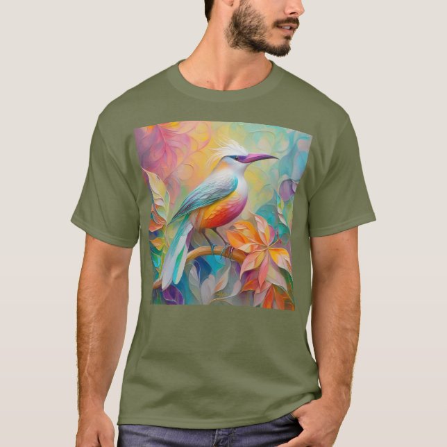 Pink Billed Red Breasted Fantasy Bird T-Shirt (Front)